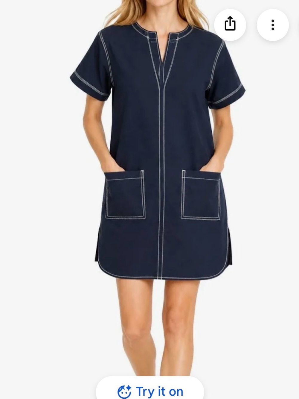 J crew Navy Contrast-Stitch Tunic Sleep Dress